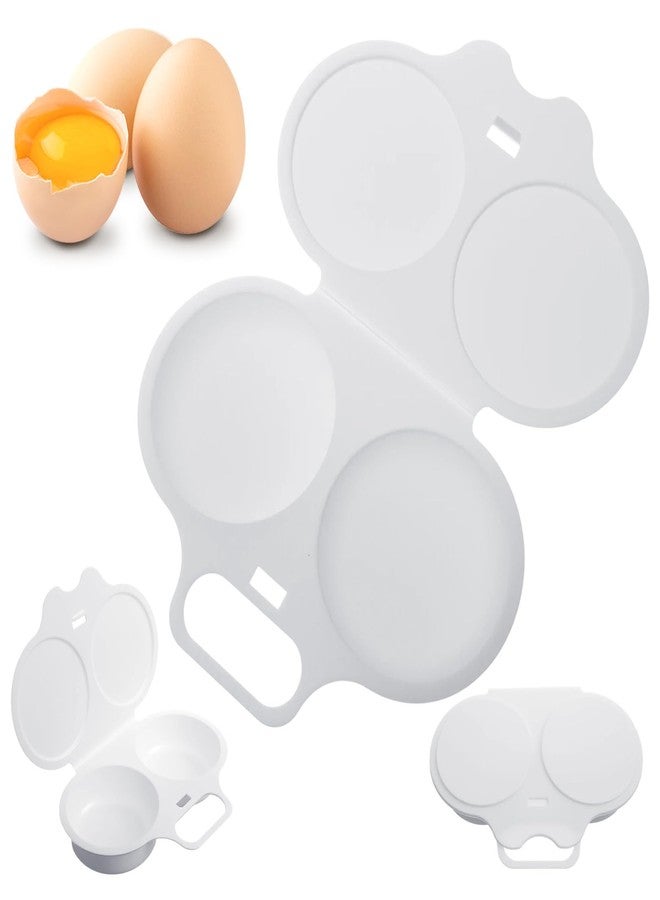 Guduling Microwave Egg Poacher 2 Eggs,White Egg Poacher,2 Cavity Nonstick Poached Eggs Maker With Lid,Egg Poachers Microwave Egg Cooker,Kitchen Dining Specialty Cookware - Image 1